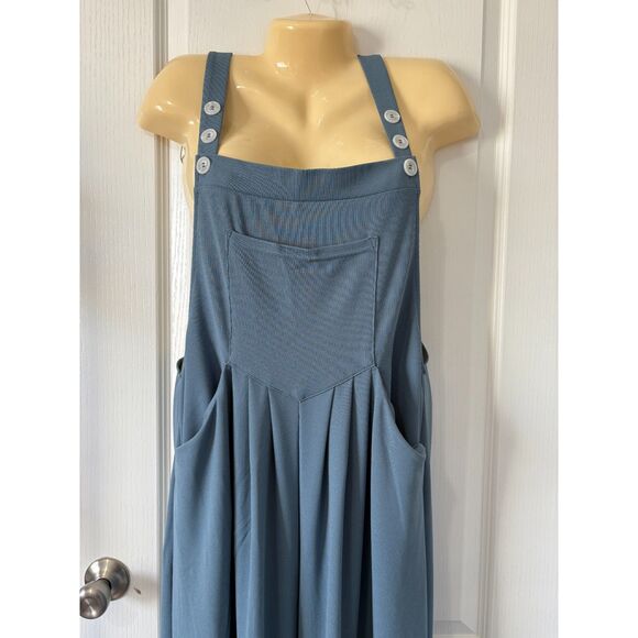 Halara Overalls L Petite Adjustable Strap Button Multiple Pockets Waffle Casual - Picture 8 of 10